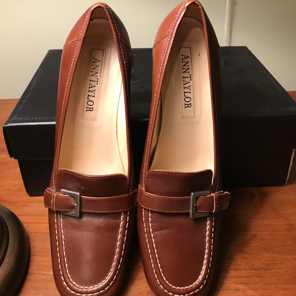 Brown leather heels